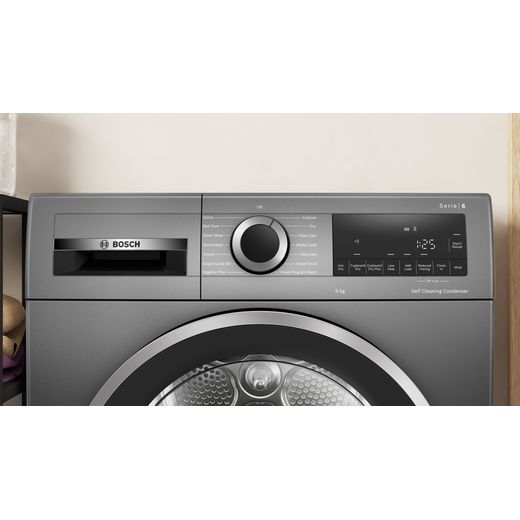 Bosch Series 6 WQG245R2GB 9Kg Heat Pump Tumble Dryer - Graphite - contorl panel shot